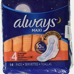 3/$15.00 ALWAYS MAXI OVERNIGHT  W/FLEXI WING 10HR LEAKGUARD PROTECTION 14 PADS